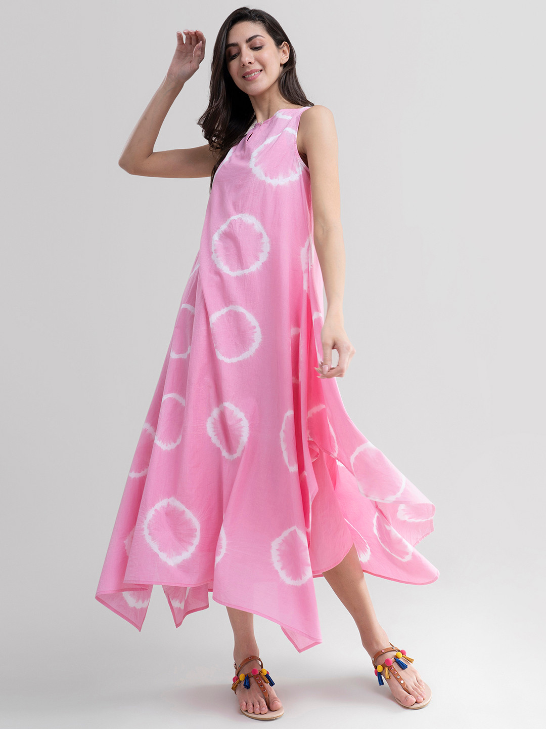 Pink Fort Pink Tie and Dye Handkerchief Dress