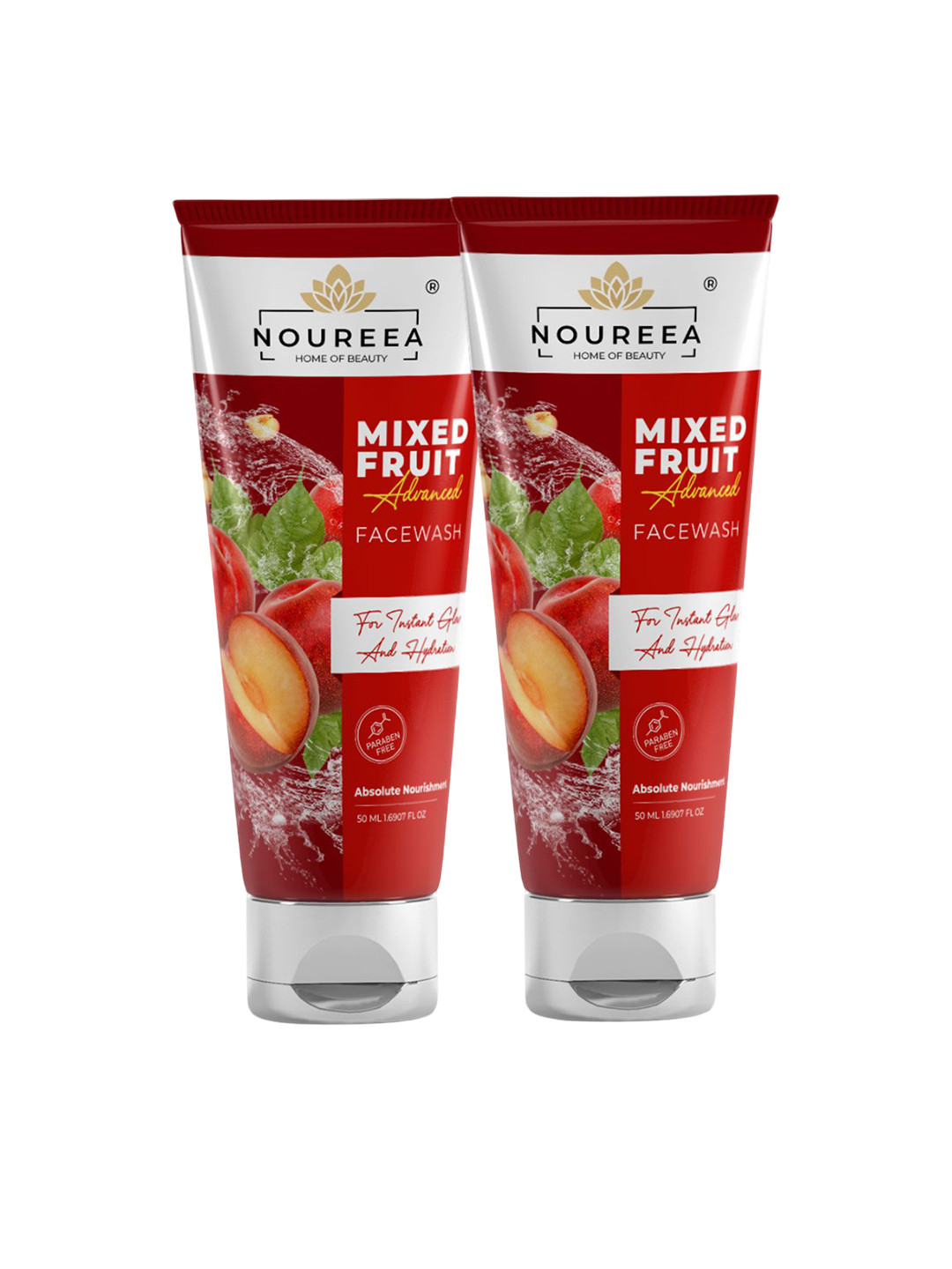 Noureea Set Of 2 Mixed Fruit Face Wash For Instant Glow & Hydration - 50 ml Each