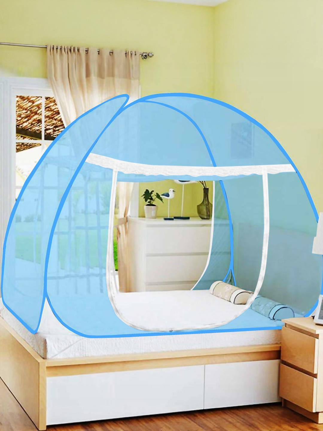 AD-RML Blue Polyester Fabric Mosquito Net 24 Gsm Double Bed