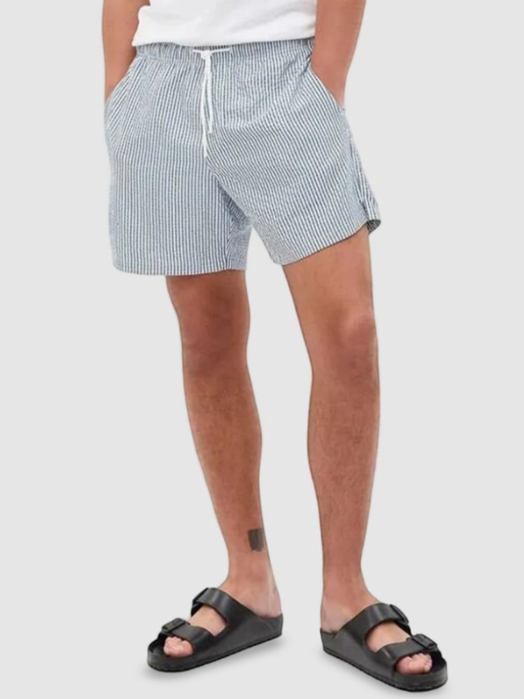 GAP Men Striped Mid-Rise Lounge Shorts