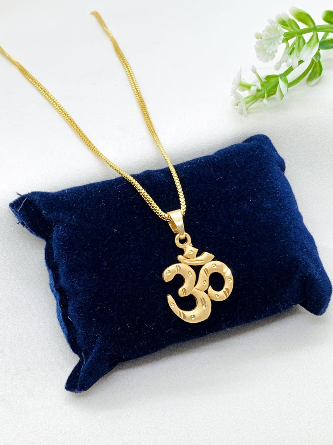 Prasansha Enterprises Gold-Plated Om Pendant with Chains