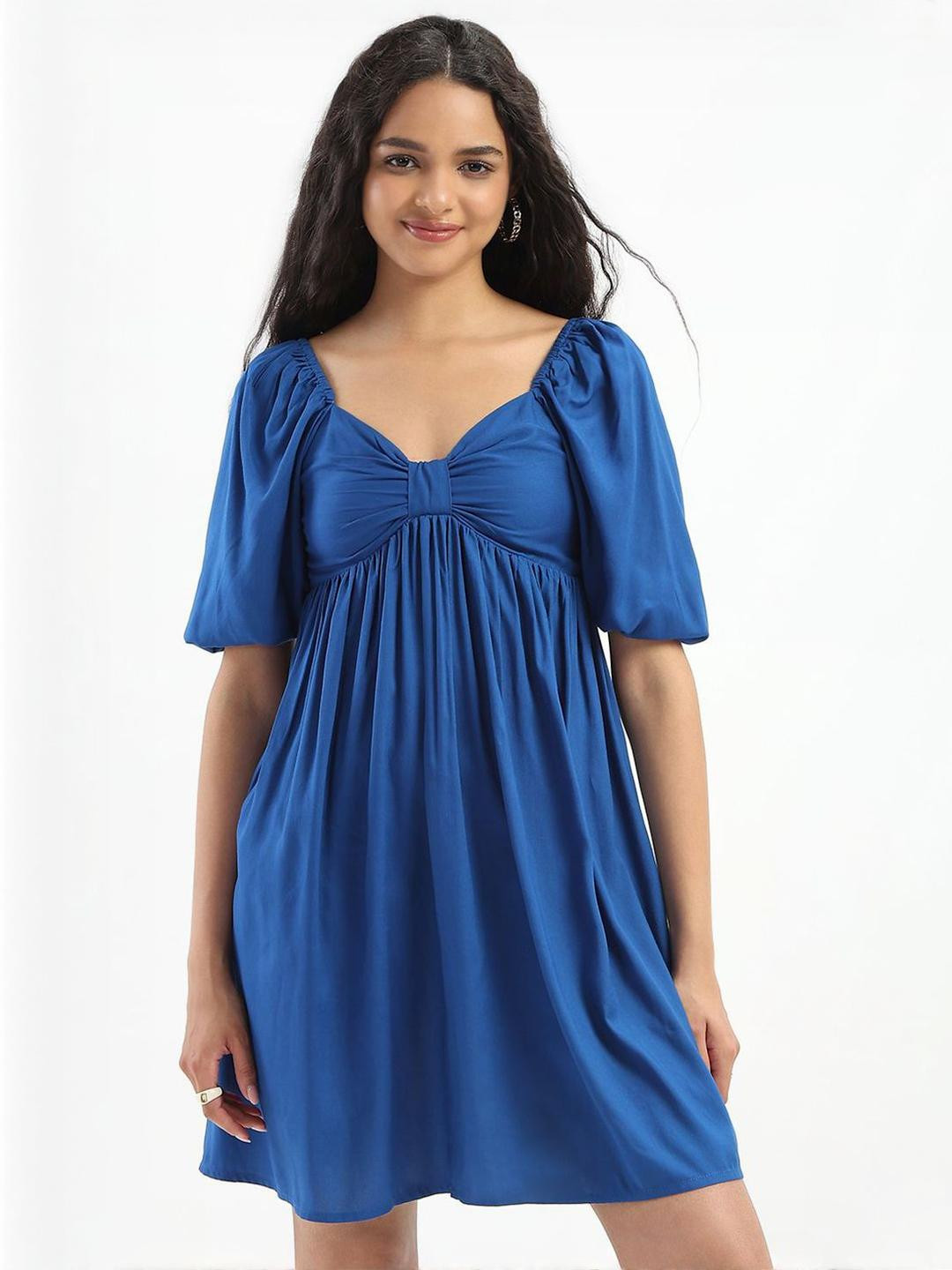 HERE&NOW Women Viscose Rayon Peplum Dresses