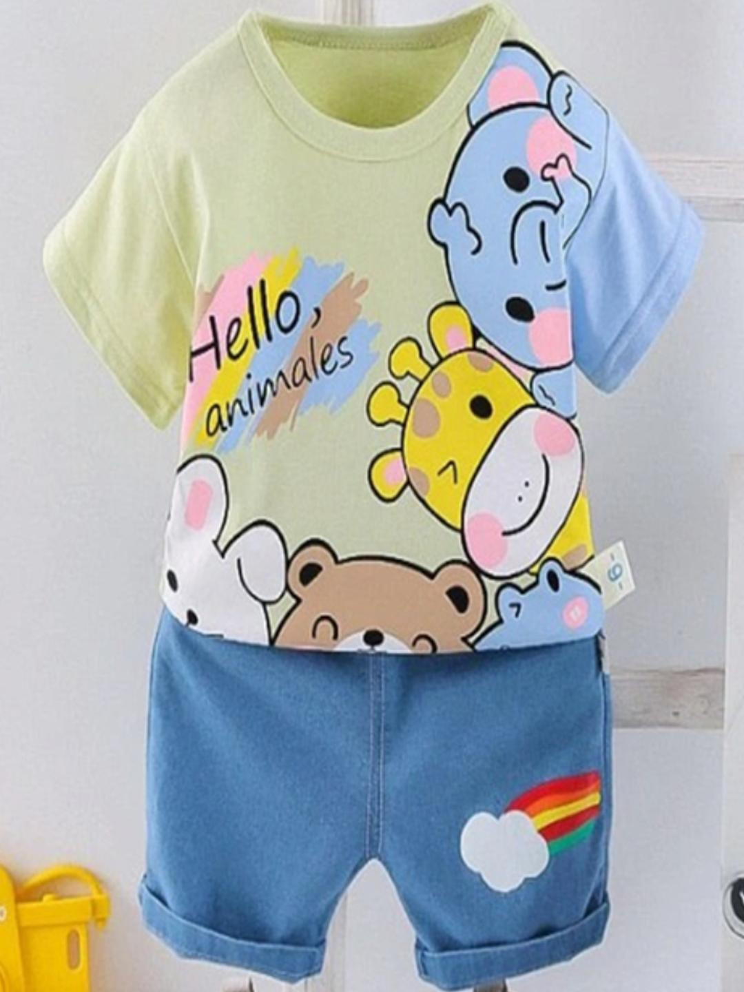 KIDNIP Unisex Pure Cotton Printed Clothing Set