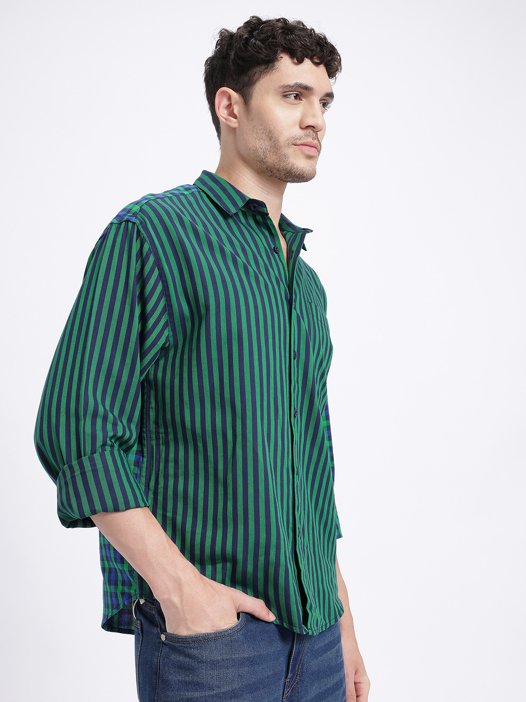glitchez Striped & Gingham Checks Relaxed Shirt