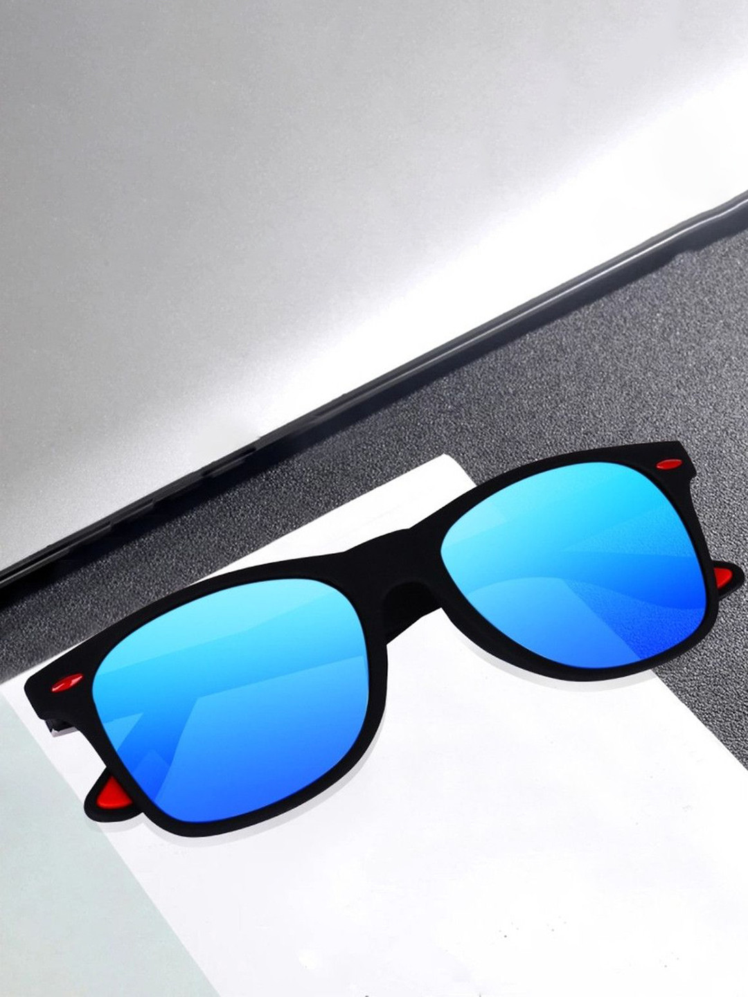 SPADEACES Unisex Square Sunglasses BLUE BLACK WAYFARAR-51_10