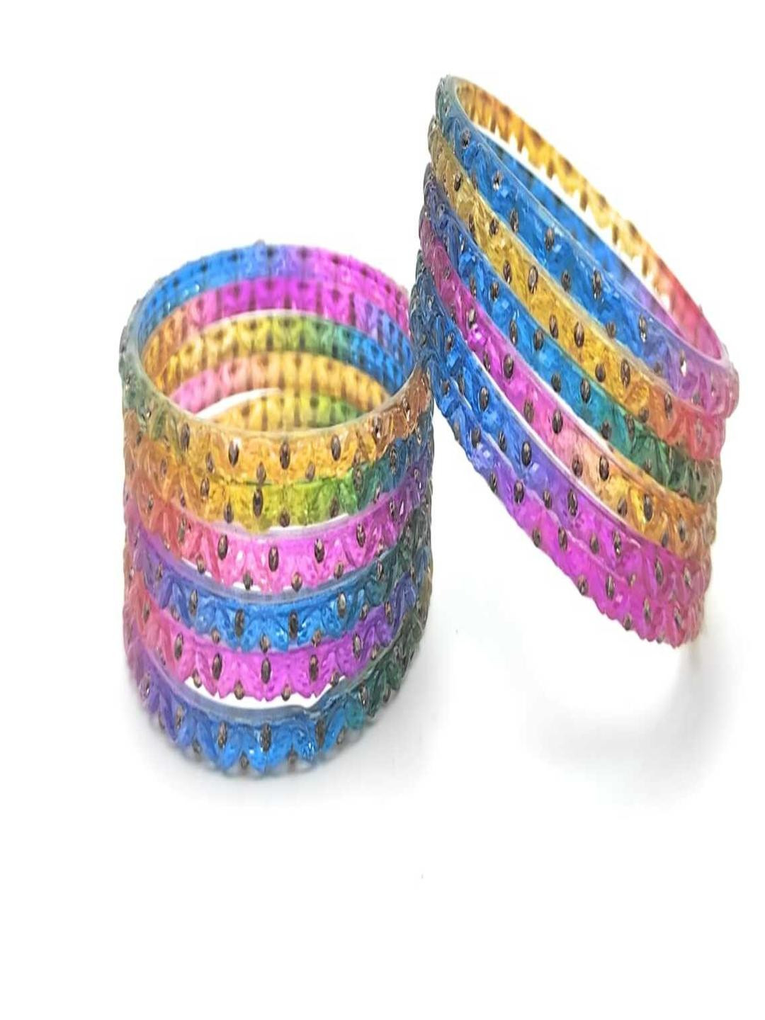 RAF DUKAN Set Of 12 Glass Multicolor Bangles