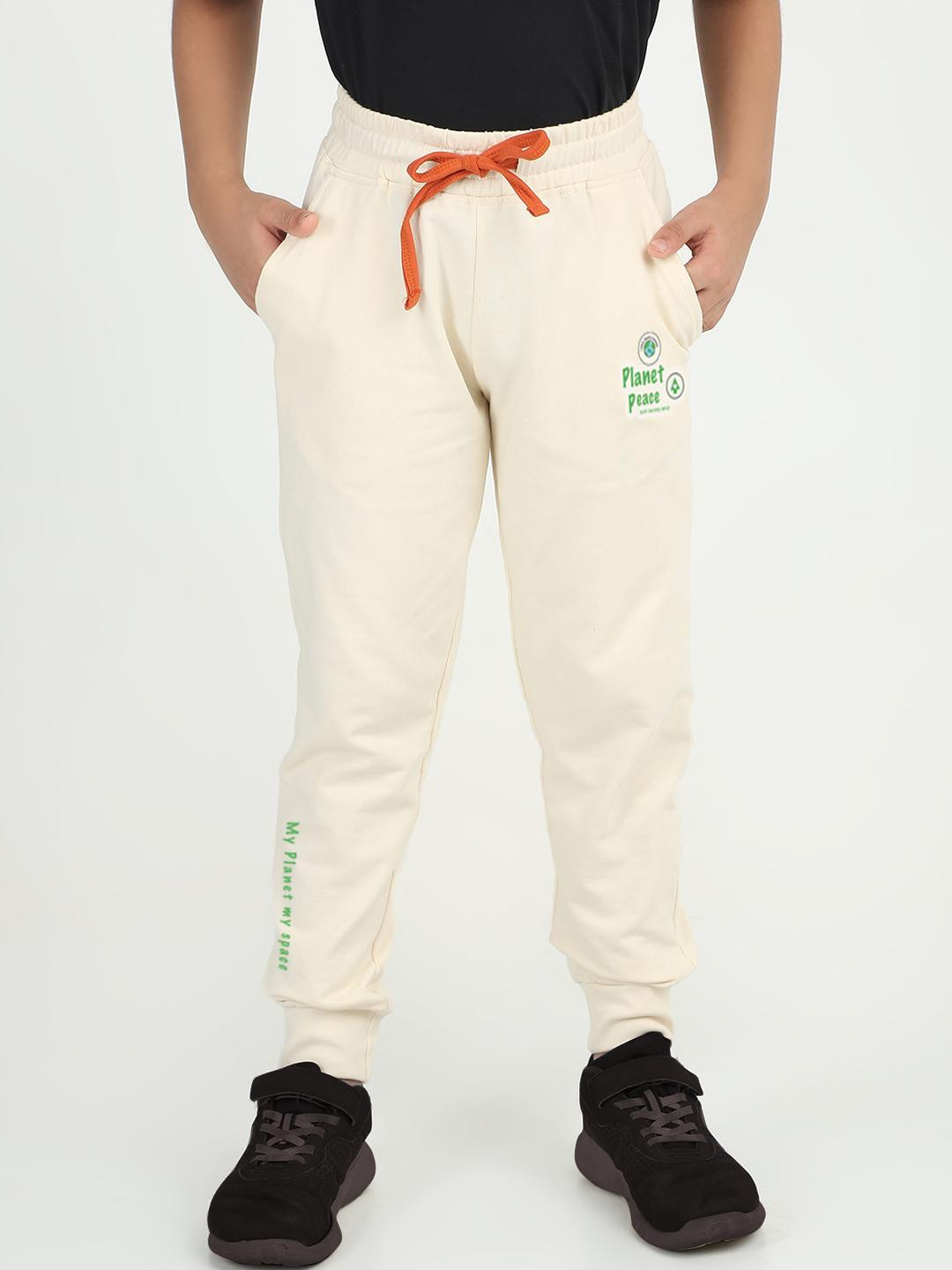 REBORN Boys Cream Solid Skinny-Fit Casual Jogger