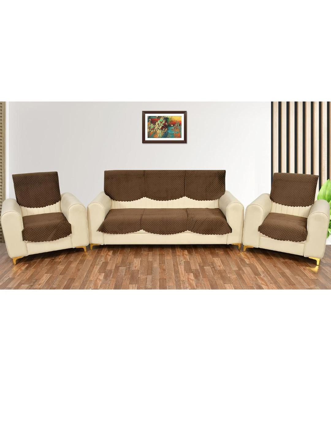 Myntra Elegant Homes 6 Piece Multicoloured maximum comfort velvet sofa cover