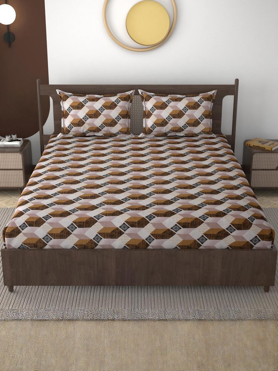 Lunar Days Steel 160 TC King Bedsheet with 2 Pillow Covers