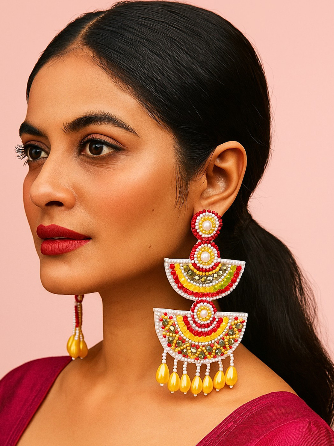 UnfoldSelf Beaded Contemporary Drop Earrings