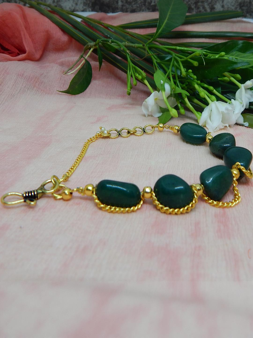 Jaya Vision Jewelry Unisex Gold-Plated Agate Bracelet