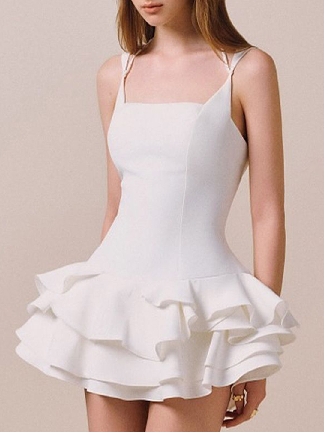 LULU & SKY Women Ruffled Sleeveless Flounce Hem Fit & Flare Mini Dress