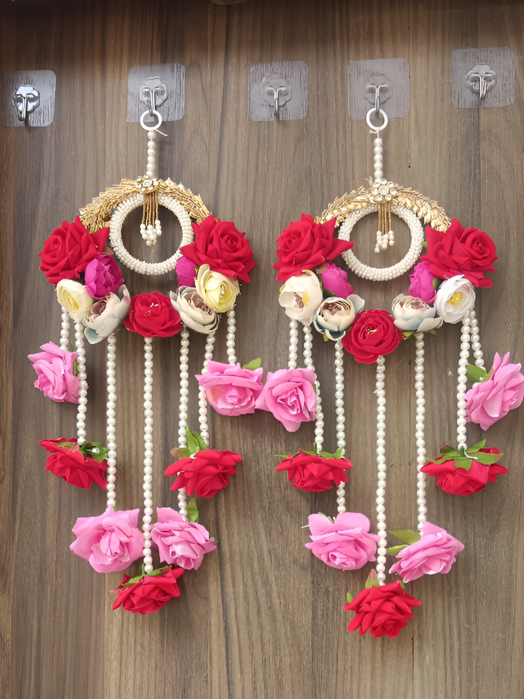 Sellplus Pink & Red Velvet Rose Flower Hanging