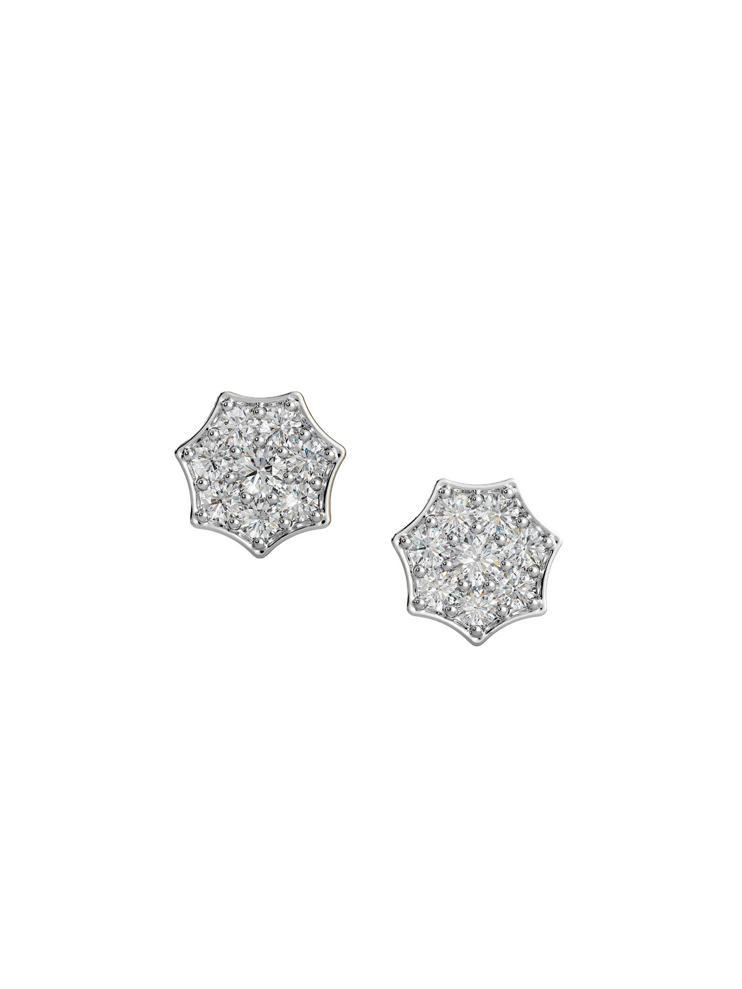 Joyalukkas 18Kt Girls Gold Natural Hepta Star Stud Diamond Earrings-0.86g