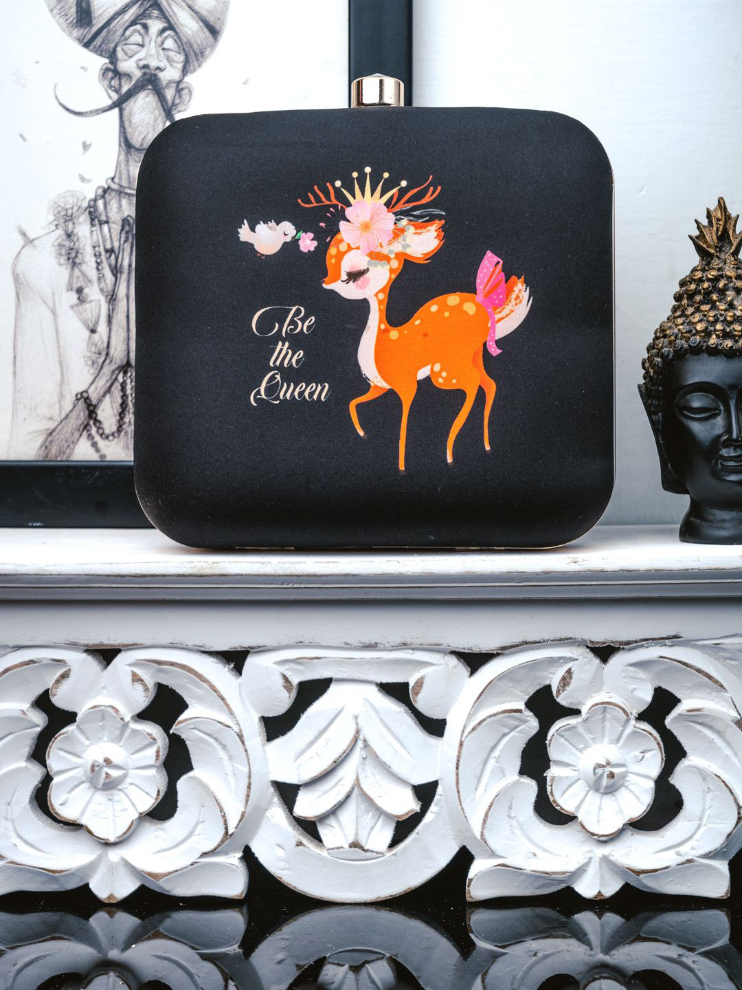 NR By Nidhi Rathi Deer Printed Box Clutch
