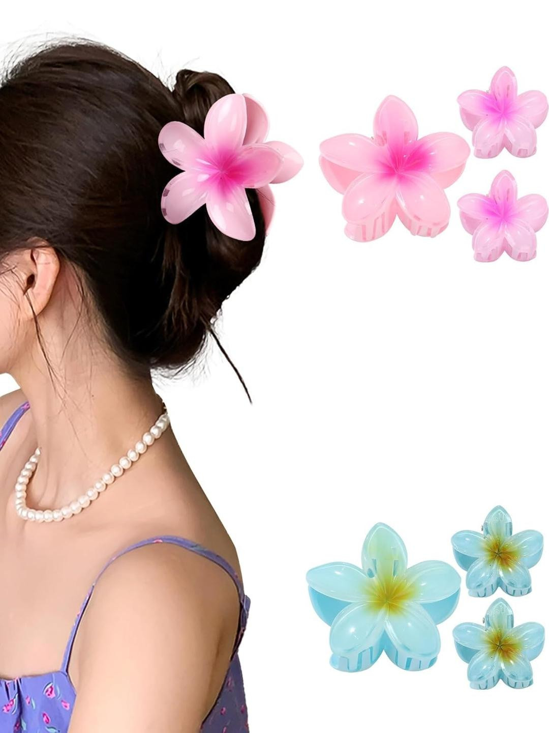 DIVASTRI Women Set of 6 Plastic Flower Claw Clip