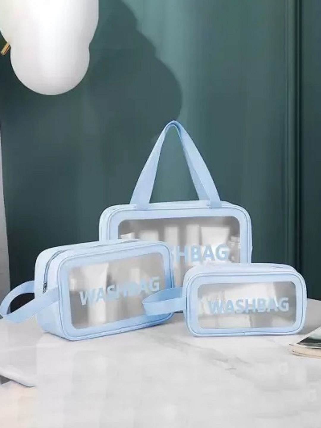 PARISAL Women Set Of 3 Printed Transparent Toiletries and Cosmetics Travel Wash Bags