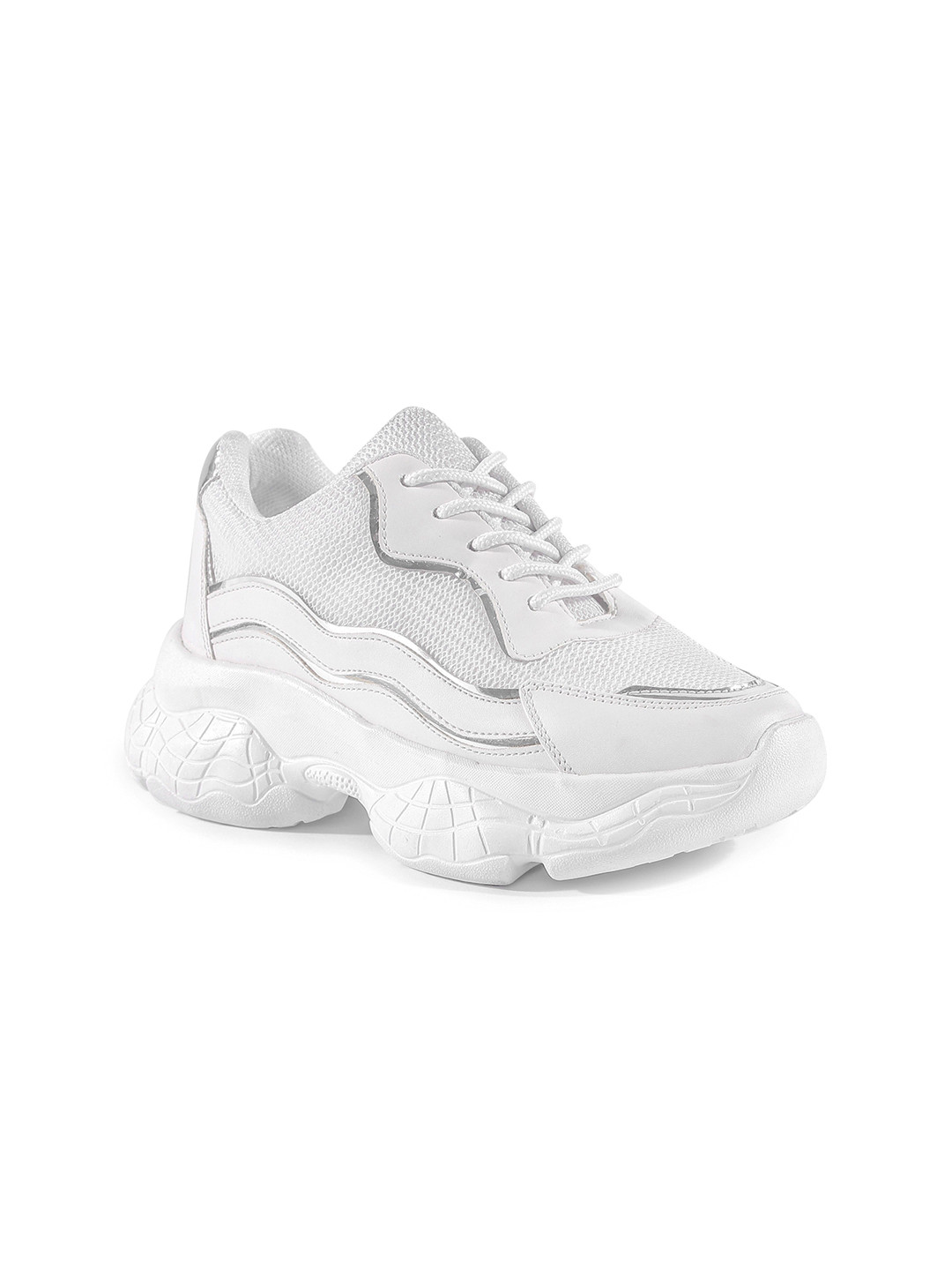 VENDOZ Women Colourblocked Chunky Round Toe Lightweight Sneakers