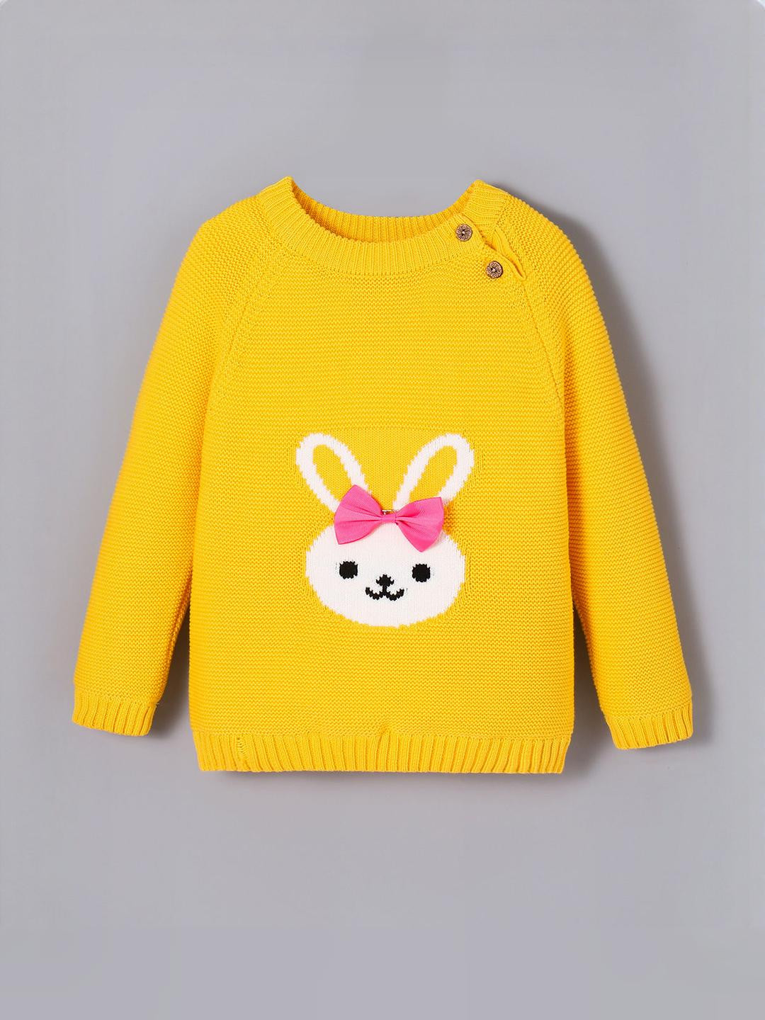 Hopscotch Girls Yellow Knitted Bunny Sweater