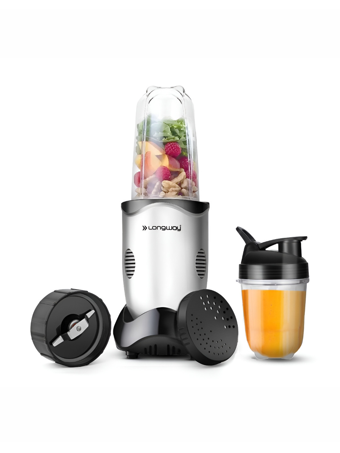 Longway Silver-Toned 2025 Plastic Wet And Dry Grinder Juicer Mixer Grinder