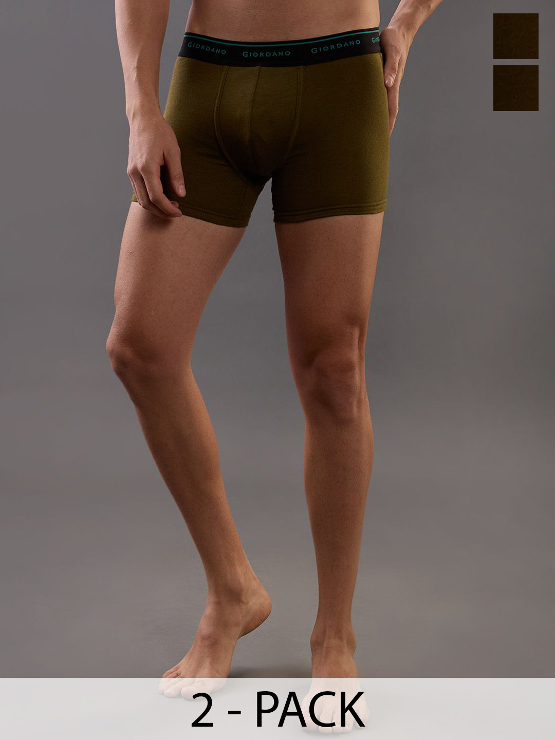 GIORDANO Pack Of 2 Long Trunks GMUGBRF306-Olive