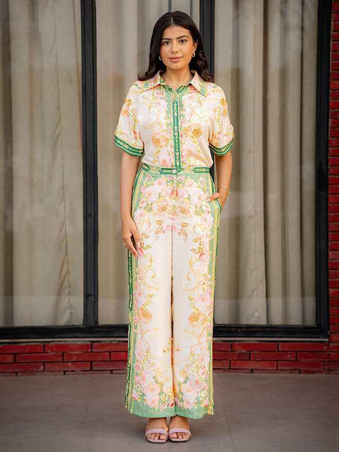 PRETTY PIXIE Women Floral Printed Shirt Collar Dress