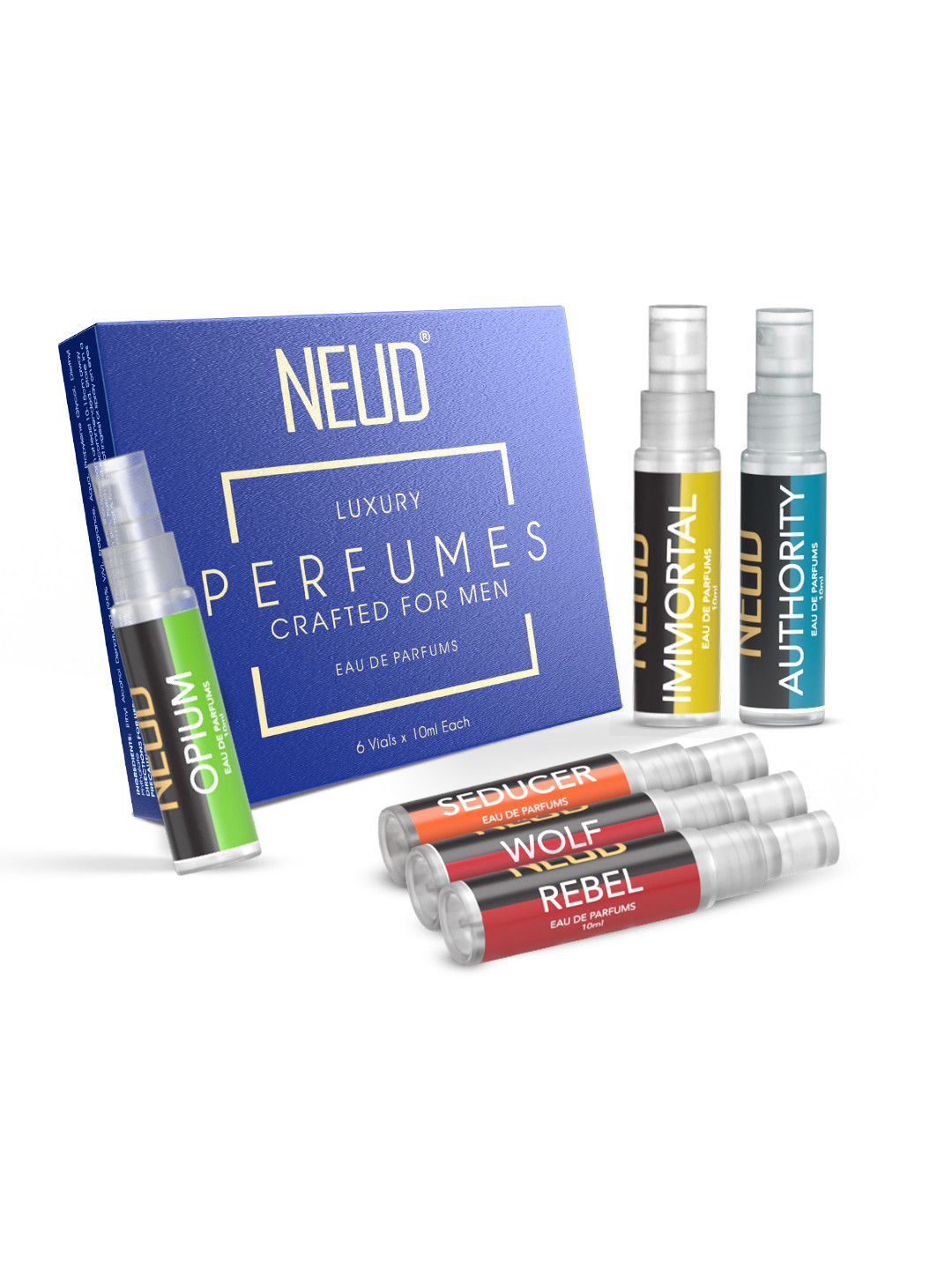 NEUD Men Set of 6 Luxury Long Lasting Eau De Parfum  - 10 ml each
