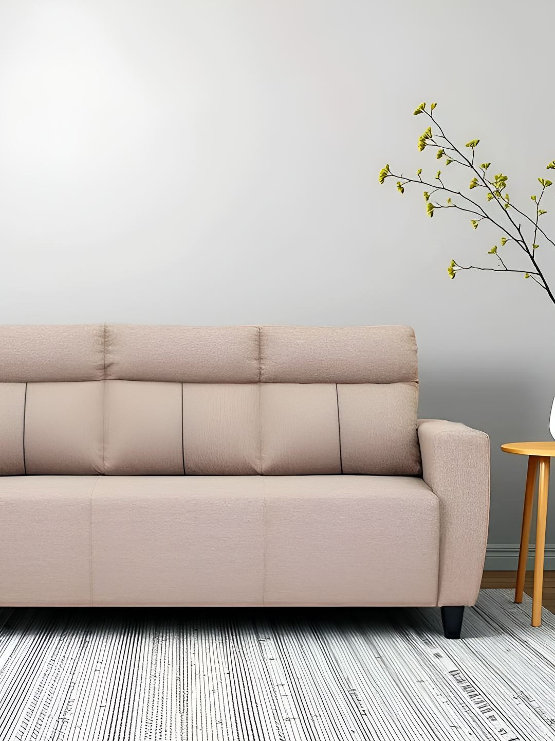 Royaloak Mily Beige 3-Seater Fabric Sofa