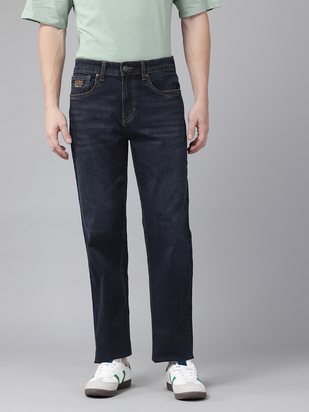 U.S. Polo Assn. Denim Co. Men Shawn Mid-Rise Light Fade Stretchable Relaxed Fit Jeans