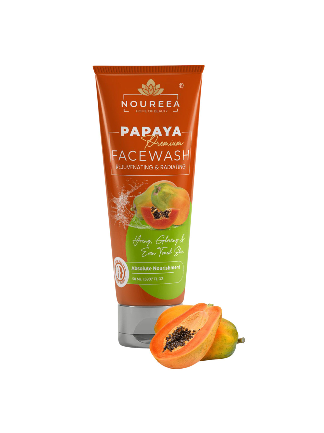 Noureea Set Of 2 Papaya Face Wash For Glowing & Even Toned Skin - 50 ml Each