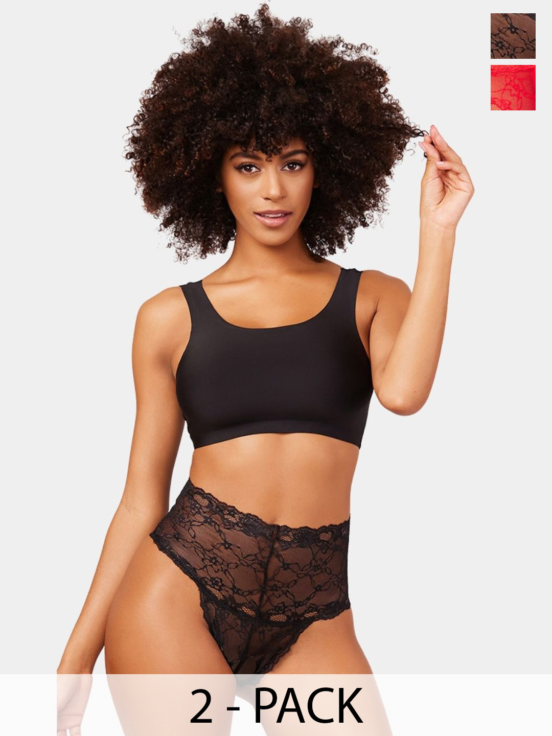 NIMRA FASHION Women Pack Of 2 High-Rise Lace Bikini Briefs