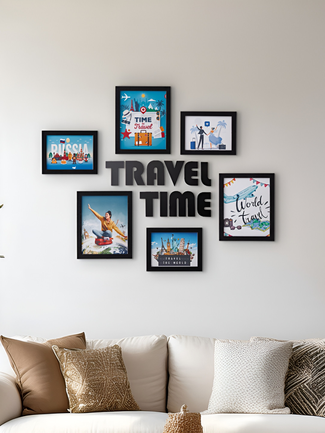 Home Centre Corsica Spectrum Black 6 Pieces Wall Photo Frames With Plaques