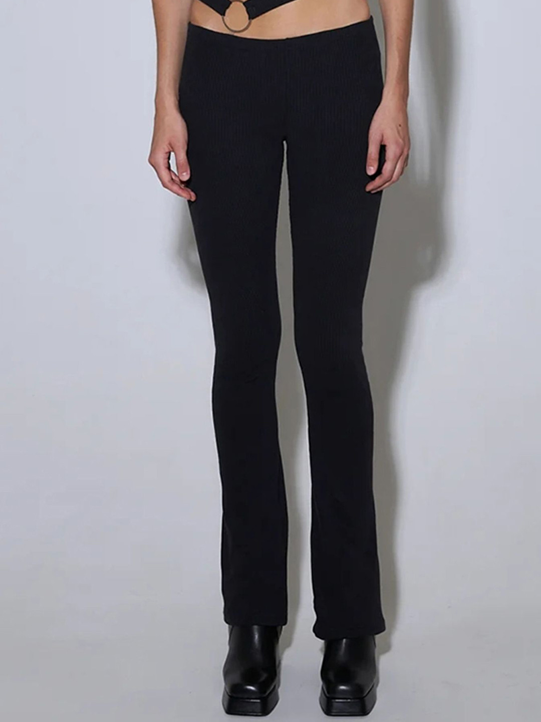 LULU & SKY Women Cut Out Waist Slim Fit Ribbed Trousers
