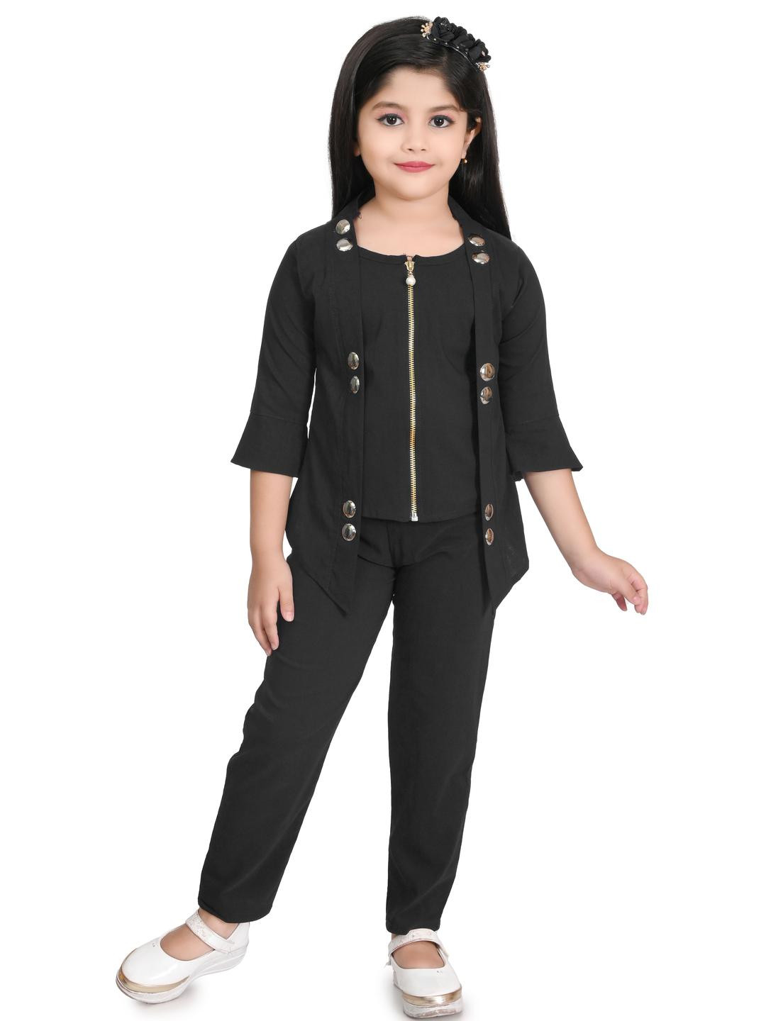 FARIHA FASHIONS Girls Cotton Blend Clothing Set