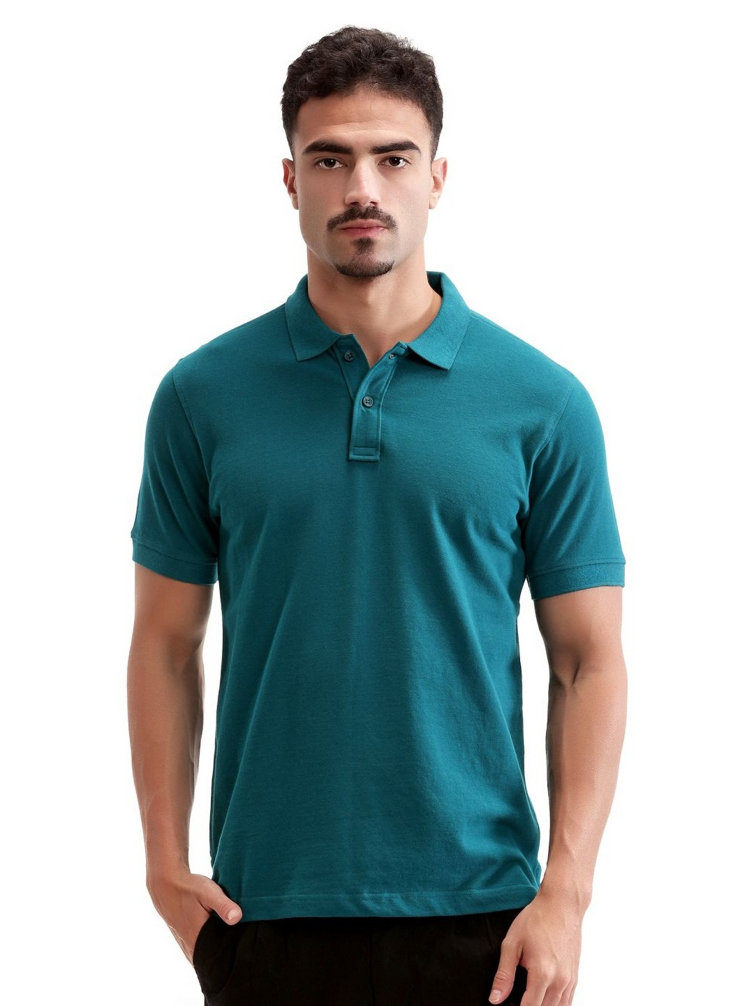 7 Cavalry Men Solid Polo Collar Cotton T-shirt
