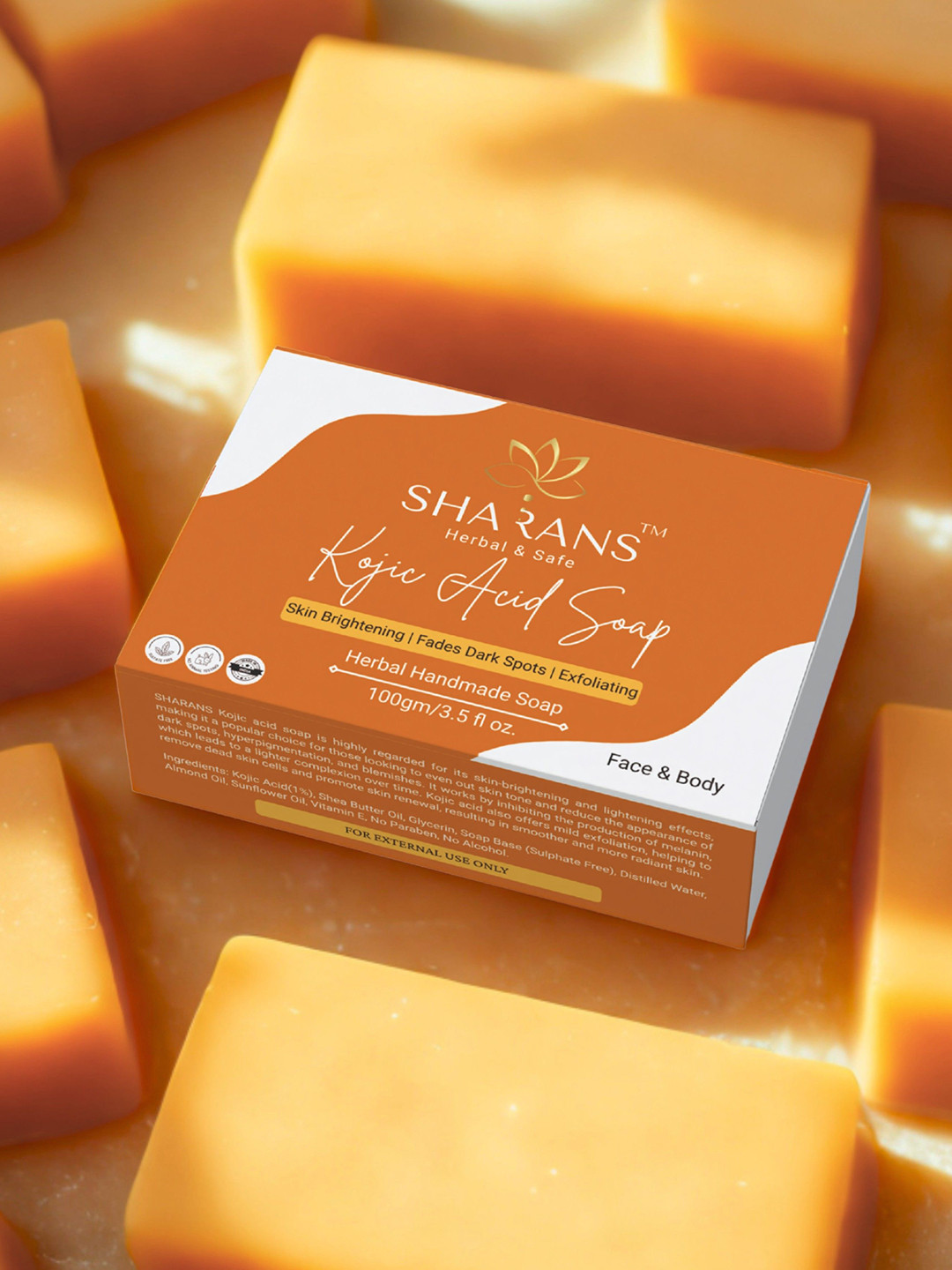 Sharans Set Of 3 Kojic Acid Soap With Vitamin C & E - 100 g Each