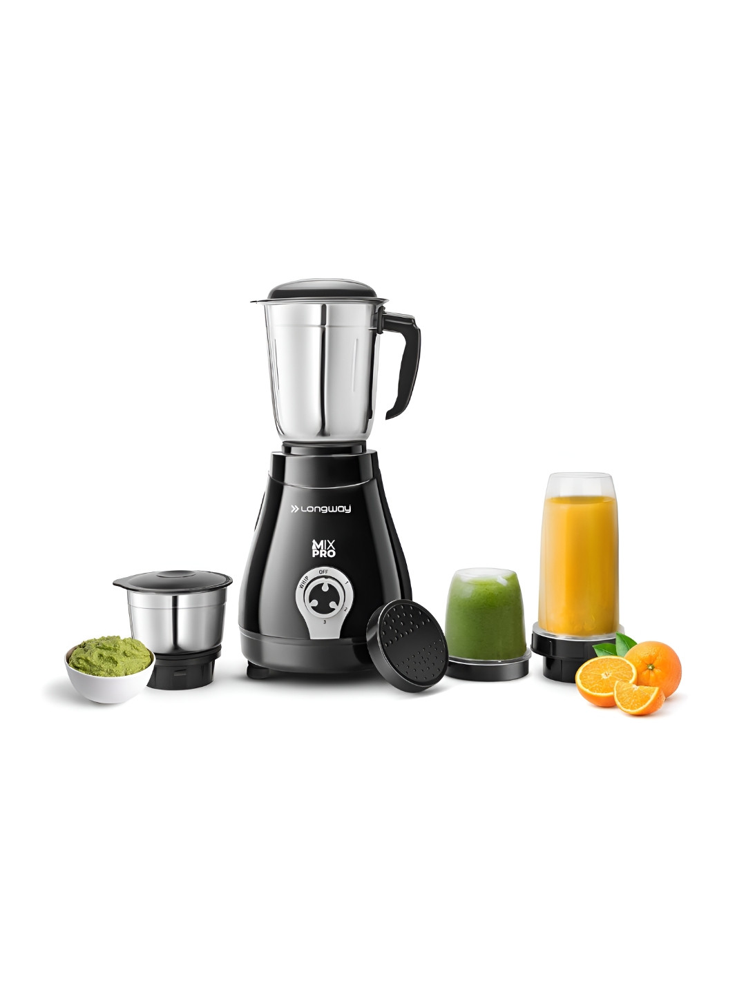 Longway Mix Pro Black 550 Watt Wet And Dry Grinder Juicer Mixer Grinder