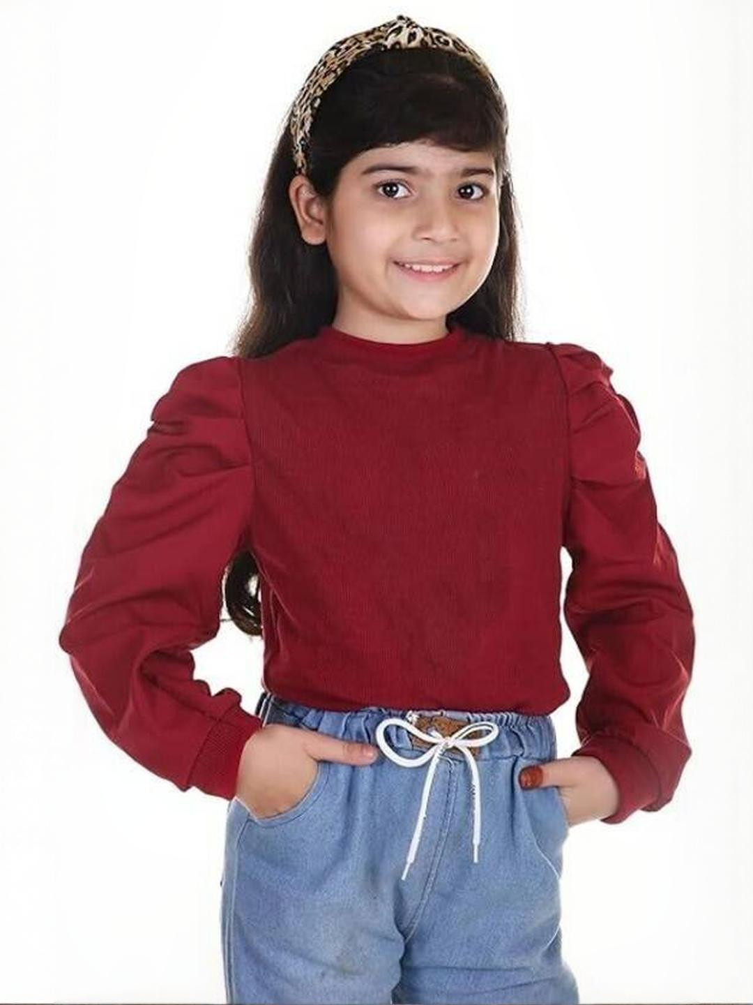 KIROTO Girls Ribbed Solid Tops