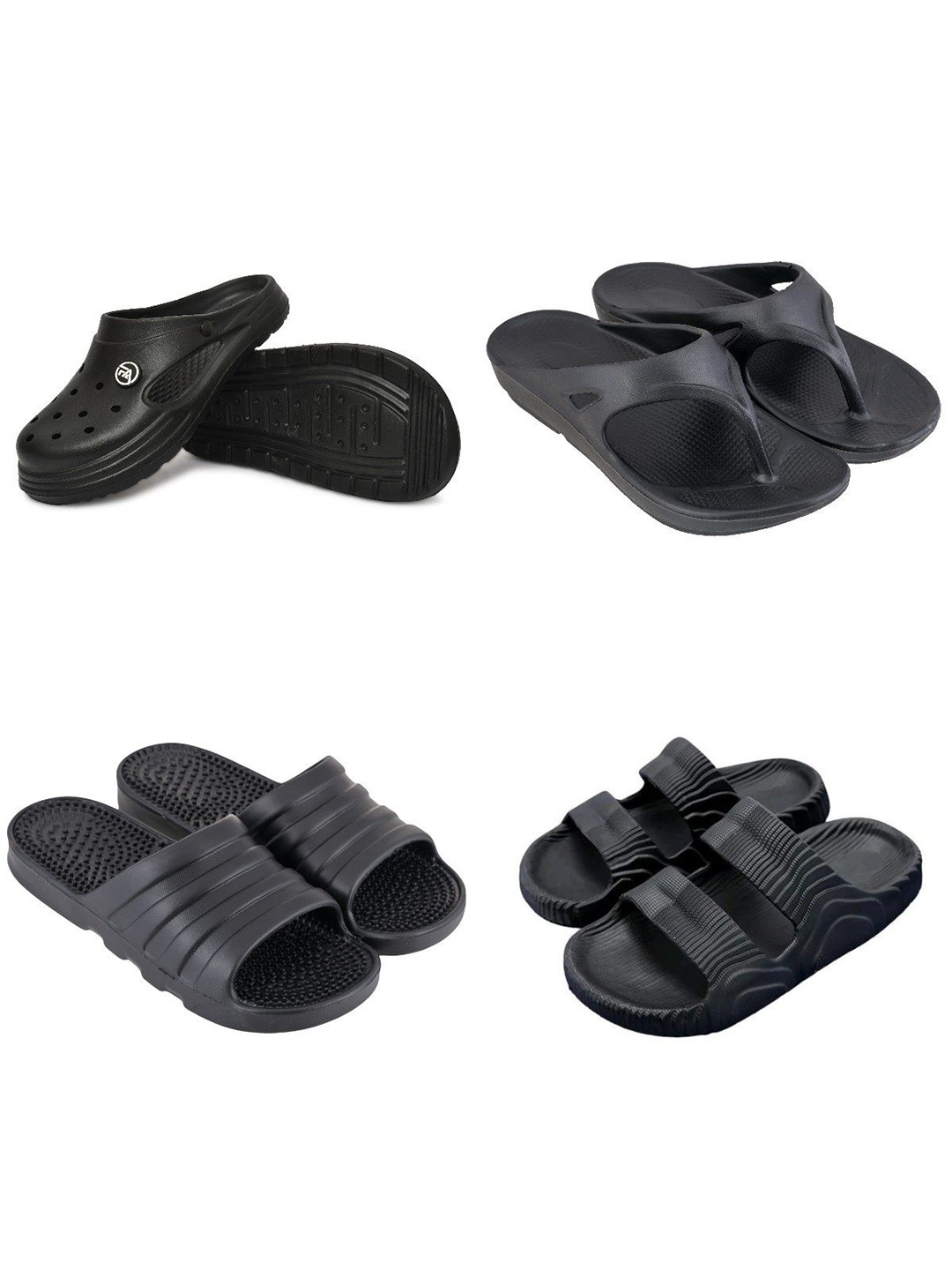 Feel alive Men Self Design Set of 4 Pair Lightweight Sliders