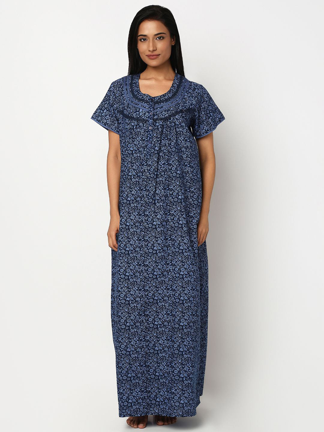 Juliet Printed Round Neck Maxi Nightdress