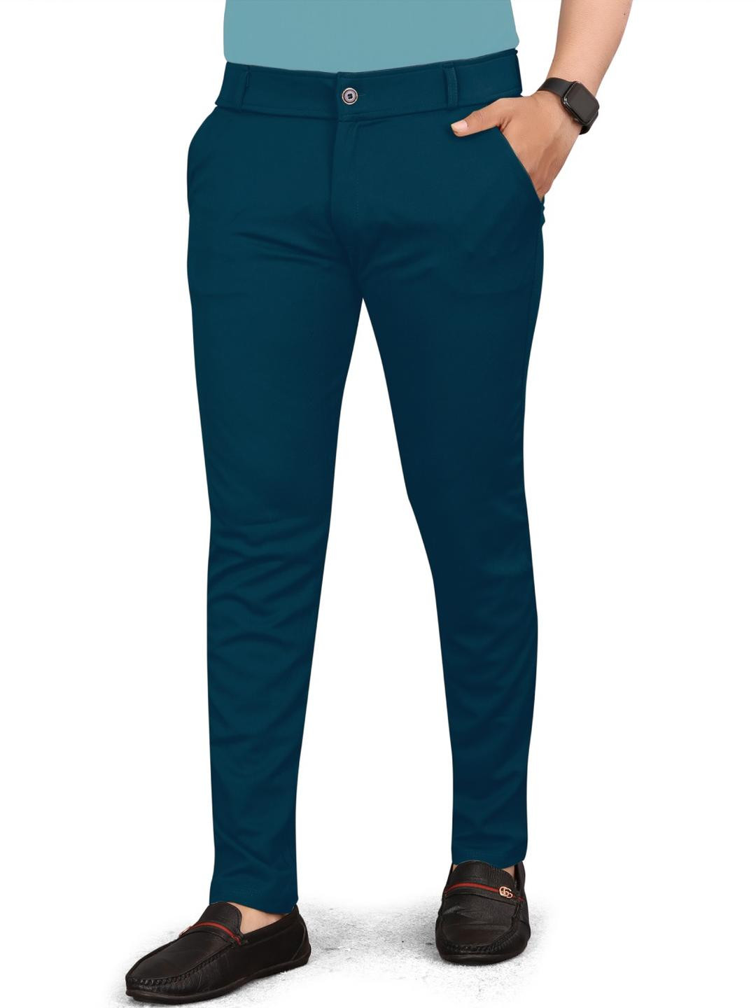 An Creation Men Polyester Regular Fit Mid-Rise Trousers