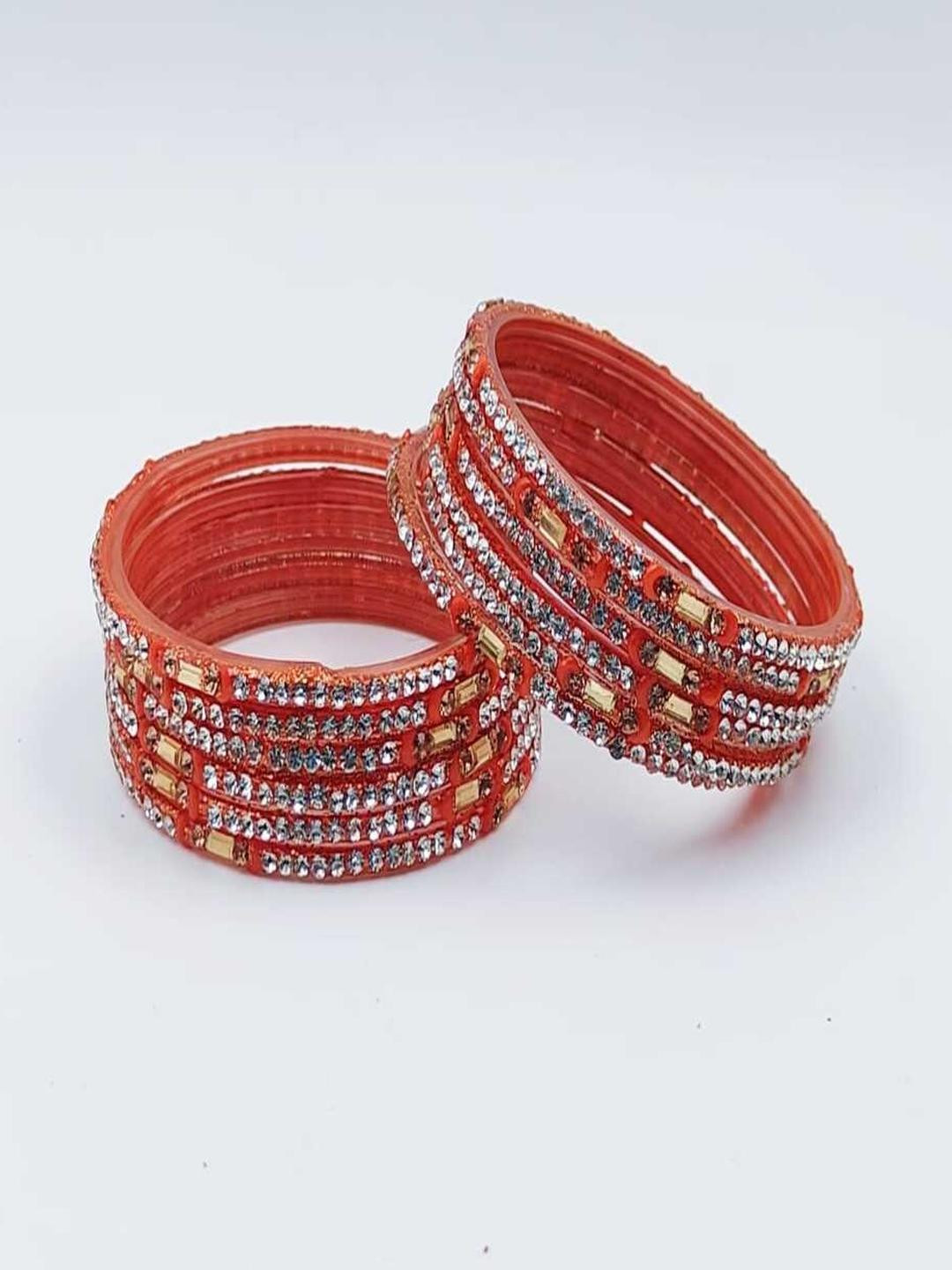 RAF DUKAN Set of 12 Glass Artificial Stones Studded Bangles