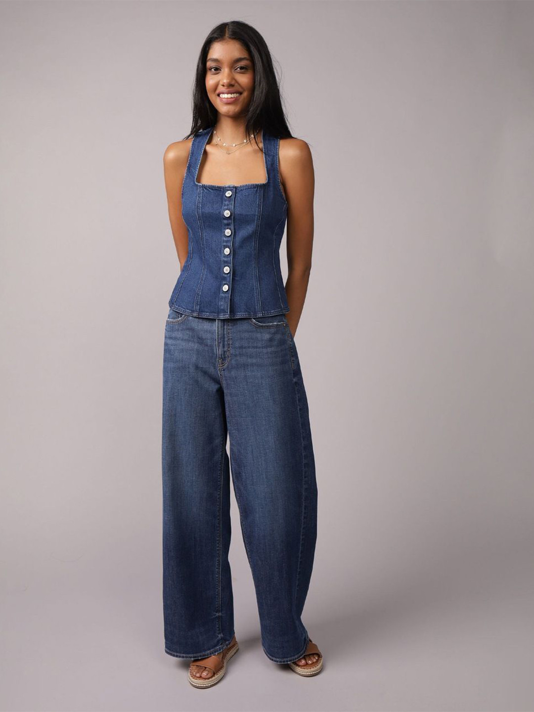 AMERICAN EAGLE OUTFITTERS Women Square Neck Shirt Style Top