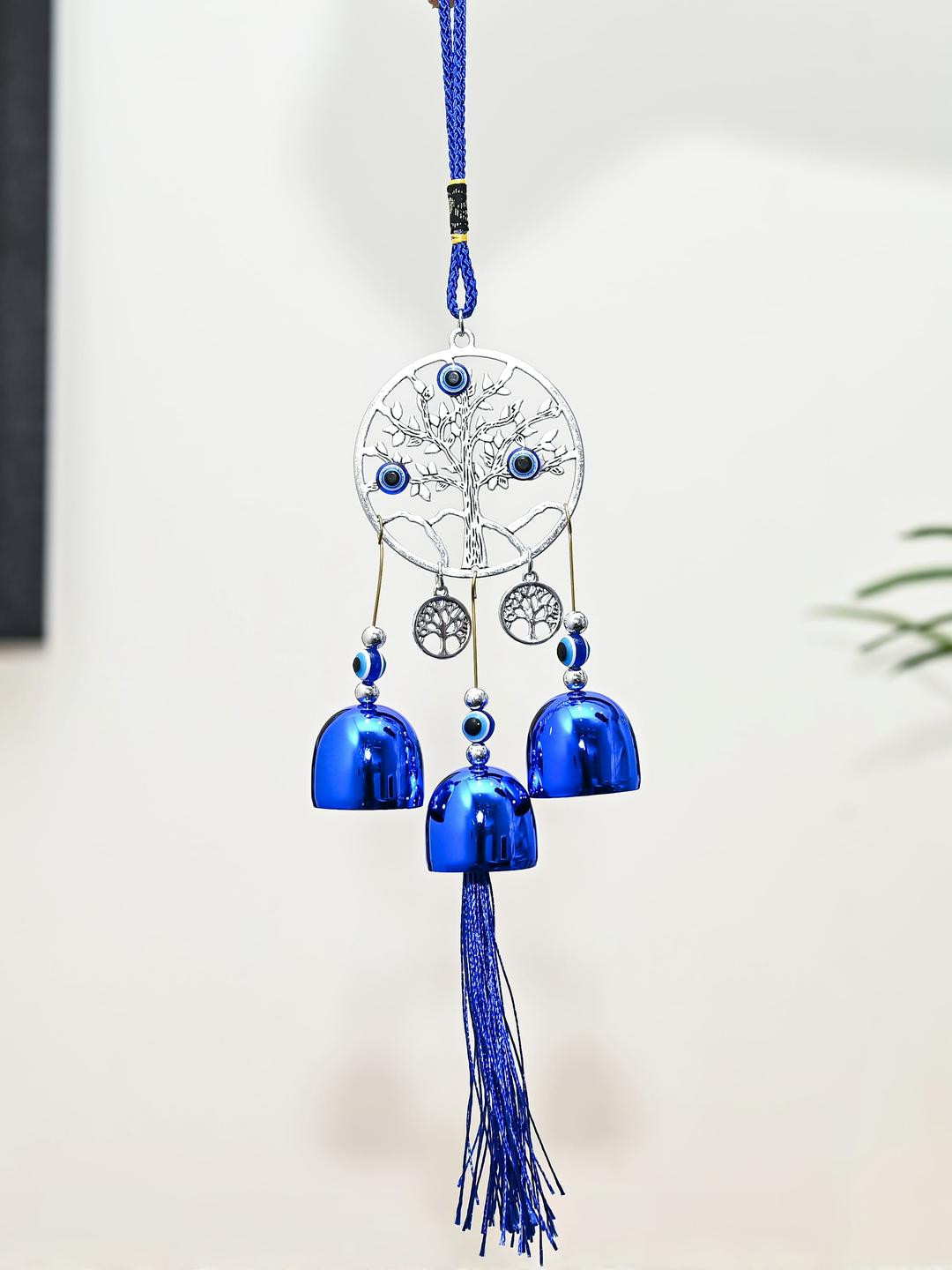 HINDCRAFT Evil Eye Hanging Nazar Battu with Bells Windchime