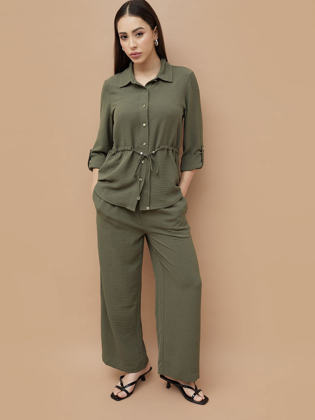 CODE by Lifestyle Spread Collar Roll-Up Sleeves Casual Shirt