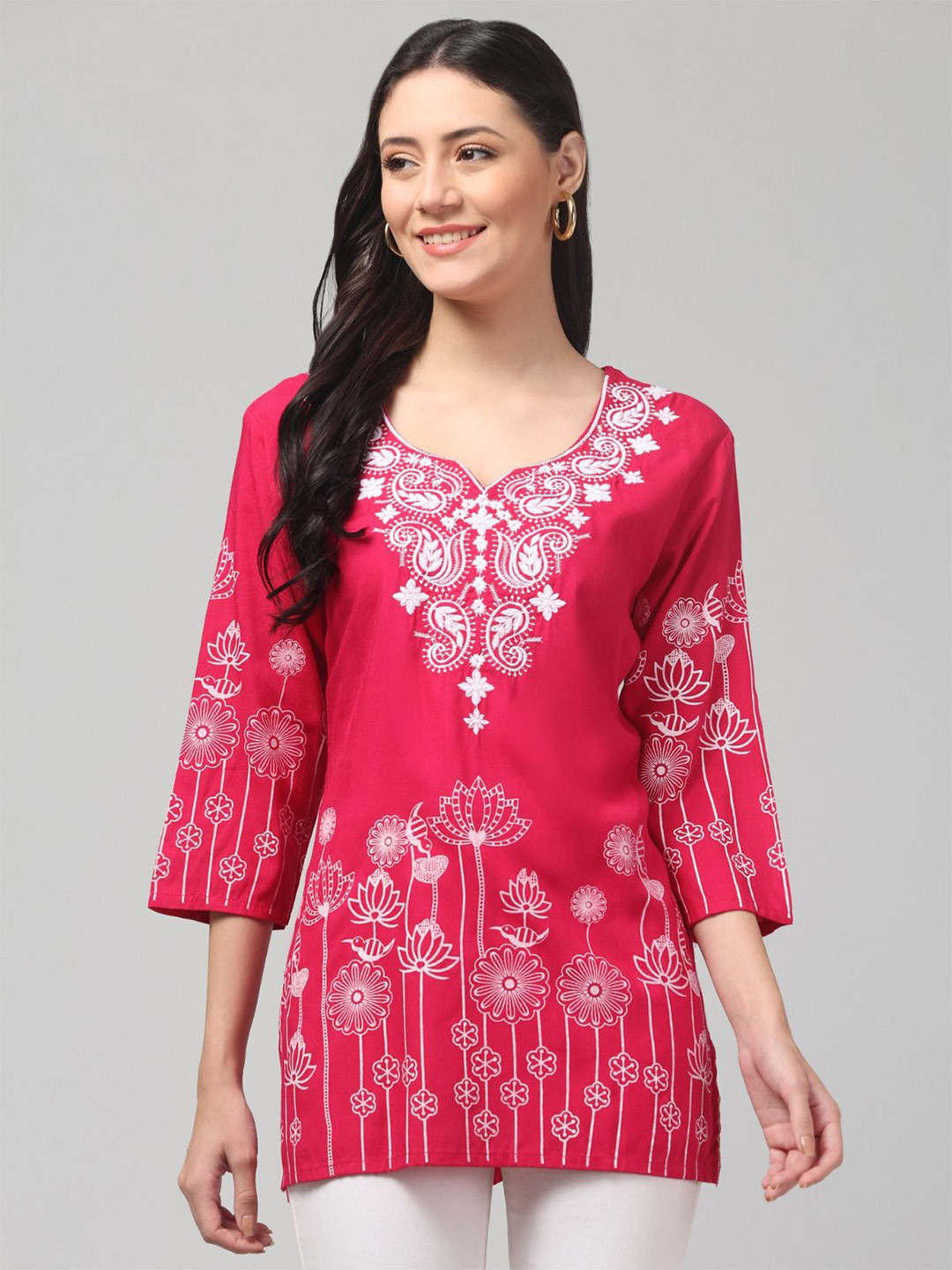 ERUDITE CLUB Women Embroidered With Print Kurti