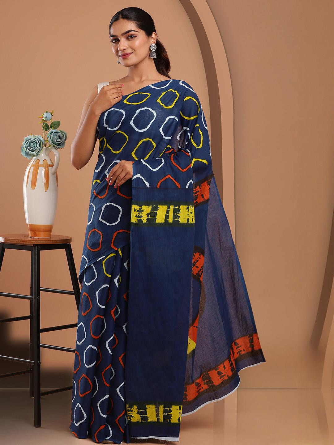 Lovwear Blue Pure Cotton Sarees