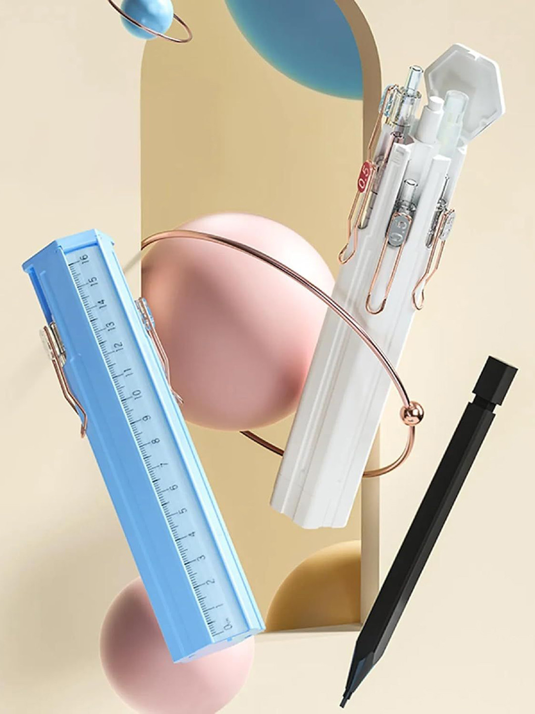 AUGEN Set Of 16 Multi-Function Hexagonal Pencil Box Case