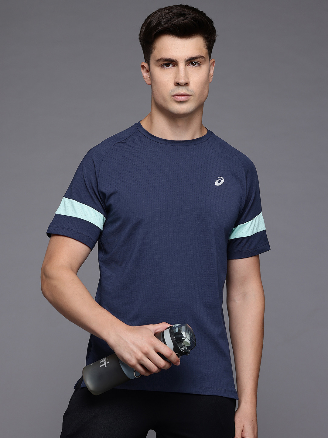 ASICS Round Neck Panel Sleeves Running T-shirt with Reflective Elements