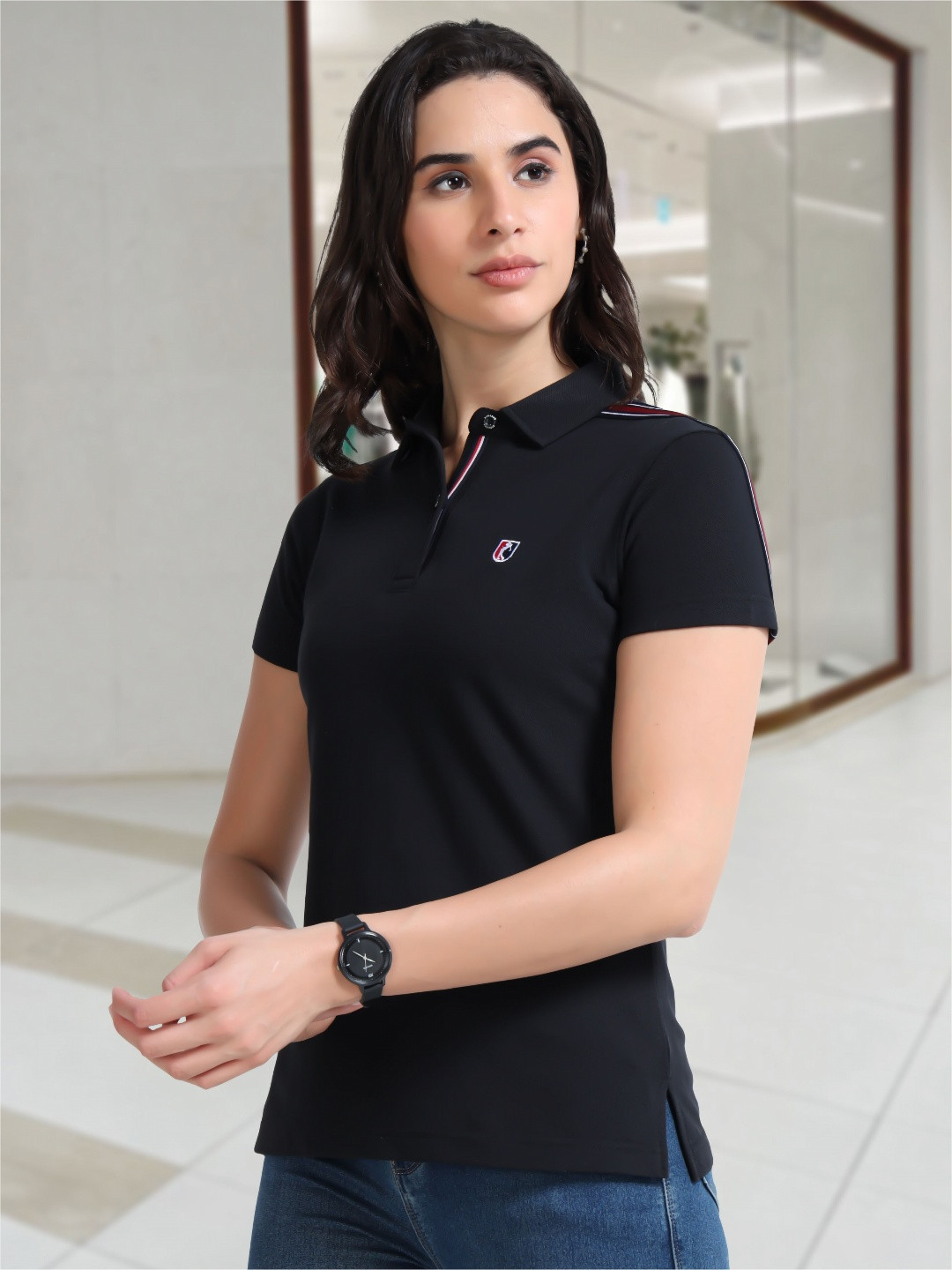 STELLERS Women Blended Cotton Stretchable Polo T-shirt